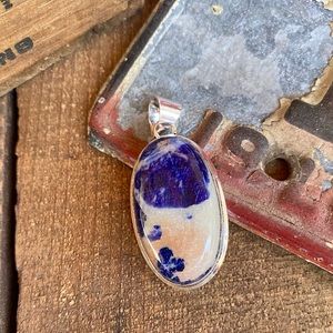 ✨RUSTIC BOHEMIAN SODALITE SILVER PENDANT 2”